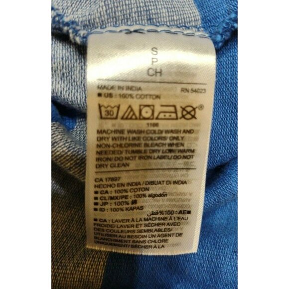 Boys Young Adult Old Navy Striped Blue Gray Collared Short Sleeve Polo Shirt S - Picture 5 of 5